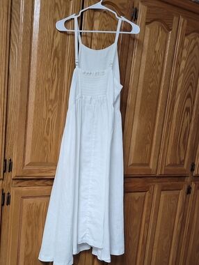 Lands' End 100% Linen White Sleeveless Maxi Dress